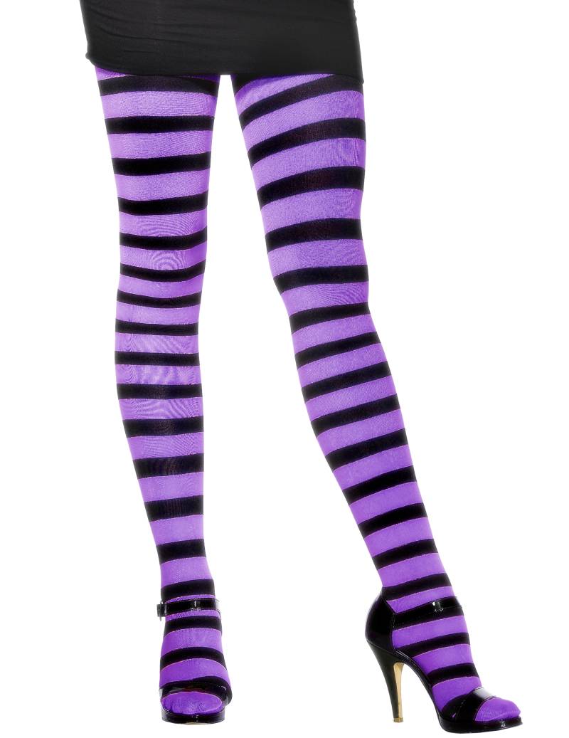 Strumpfhose gestreift schwarz-lila Strumpfhose gestreift schwarz-lila von WIDMANN