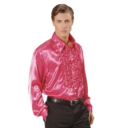 Widmann - 70er Jahre Disco Fashion, Bluse mit Rüschen aus Satin, Disco Hemd, Karneval, Mottoparty von Widmann