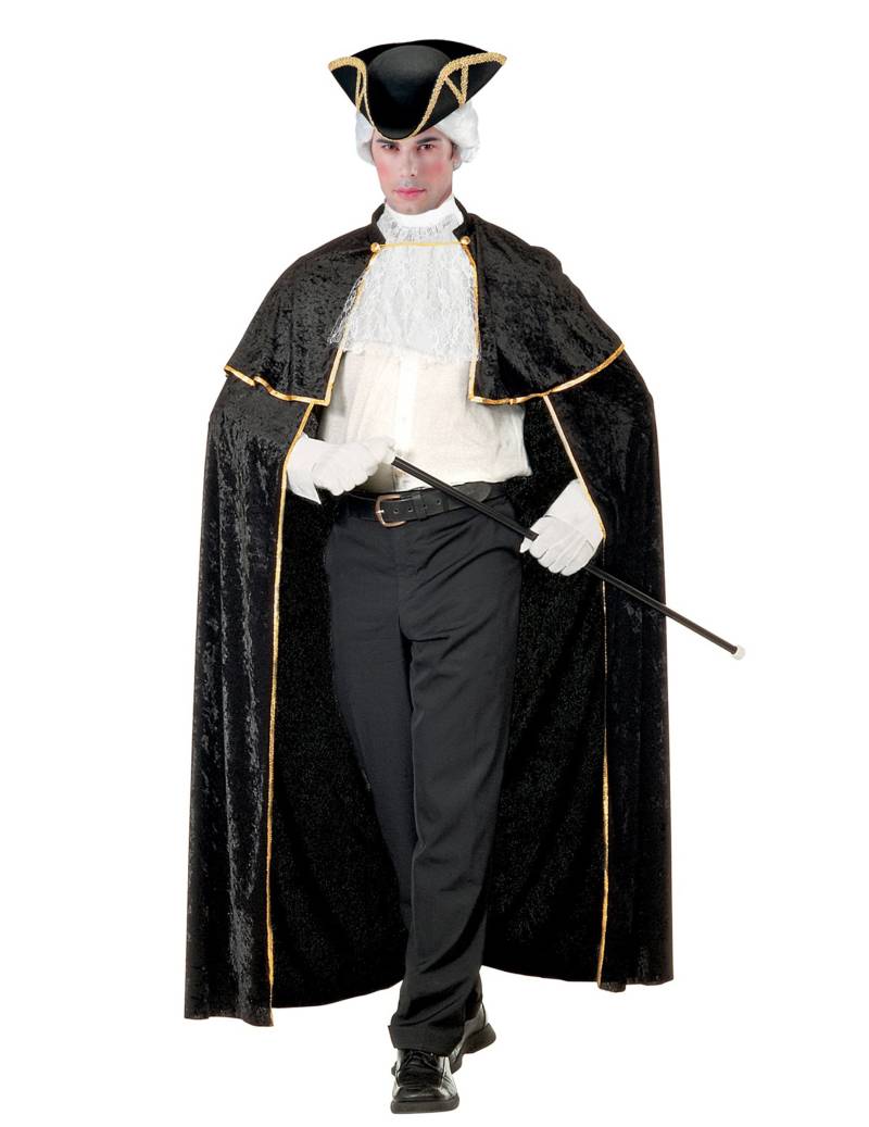 Venedig Cape Umhang mit Jabot schwarz-gold-weiss von WIDMANN