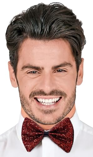 W WIDMANN MILANO Party Fashion, glänzende rote Fliege, strahlende Eleganz, vielseitig für alle Anlässe, einfache Anpassung, hochwertige Materialien, gestalten Sie Ihren Look individuell von WIDMANN