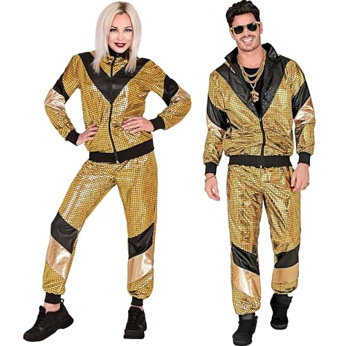 W WIDMANN MILANO Party Fashion - Kostüm Trainingsanzug, Gold, reflektierend, 80er Jahre Outfit, Jogginganzug, Bad Taste Outfit von W WIDMANN MILANO Party Fashion