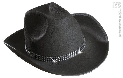 WIDMANN Cowboy Filz mit Strass Band – Schwarze Cowboy Wild West Hüte & Kopfbedeckung für Kostüme Zubehör von WIDMANN