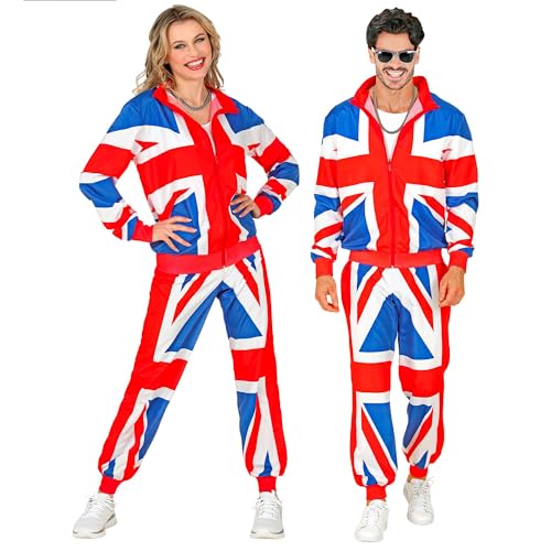 WIDMANN MILANO PARTY FASHION - Kostüm Trainingsanzug, United Kingdom, 80er Jahre Outfit, Jogginganzug, Flagge vereinigtes Königreich, Faschingskostüm von W WIDMANN MILANO Party Fashion