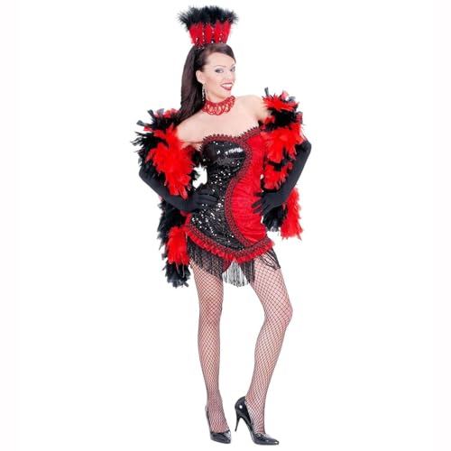 WIDMANN Vegas Showgirl-Kostüm für Damen, Größe M, 38-40, für 70er Jahre, Schwarz/Rot von WIDMANN MILANO PARTY FASHION