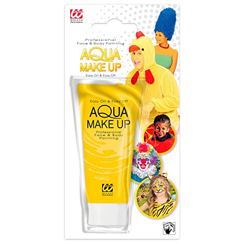 Widmann 02386 - Aqua Make-Up, Gelb, in Tube, 30 ml, Schminke, Karneval, Mottoparty, Halloween von W WIDMANN MILANO Party Fashion