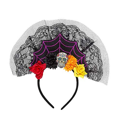 Widmann 09641 - Haarreif Dia de los Muertos, Accessoire, Haarschmuck, Kopfschmuck, Halloween, Karneval, Fasching, Mottoparty von W WIDMANN MILANO Party Fashion