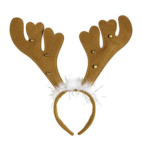 Widmann 10111 - Rentiergeweih, mit Glöckchen und Federn, Haarreif, Accessoire, Haarschmuck, Kopfschmuck, Weihnachten, Karneval, Fasching, Mottoparty von W WIDMANN MILANO Party Fashion