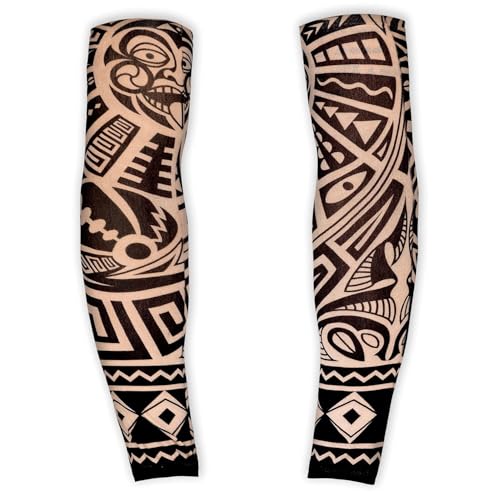 Widmann 29356 - Tattoo-Ärmel Tribal, 1 Paar, sehr realistisch, Armstrümpfe, Biker, Rocker, Sträfling, Verbrecher, Karneval, Mottoparty von W WIDMANN MILANO Party Fashion