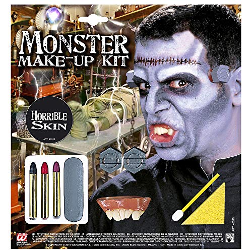 Widmann 40325 - Schminkset Monster mit Zubehör, Kunstgebiss, unechte Schrauben, Halloween, Mottoparty von W WIDMANN MILANO Party Fashion