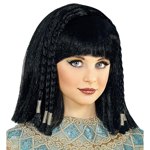 Widmann 46931 - Kinderperücke Cleopatra, schwarz, mit geflochtenen Zöpfen, Ägypterin, Mottoparty, Karneval von WIDMANN MILANO PARTY FASHION