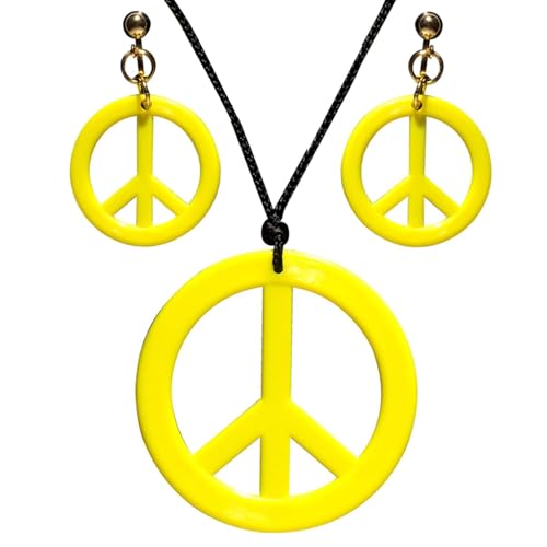 Widmann 53283 - Schmuckset Hippie, Halskette und Ohrringe, Gelb, Flower Power, Peace, Blumenmädchen, Kostüm, Mottoparty, Karneval von W WIDMANN MILANO Party Fashion