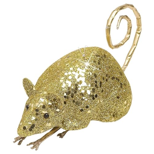 Widmann 7846F, Halloween Deko - goldene Maus mit Glitzer und Pailetten versehen, ca. 12,5 x 7,5 cm, Faschingsdeko von WIDMANN