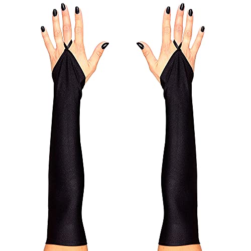 Widmann 00583 - Fingerlose Satinhandschuhe, Schwarz, 20er Jahre, Mottoparty, Karneval von W WIDMANN MILANO Party Fashion