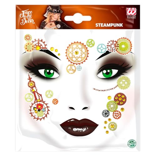 Widmann - Gesicht-Sticker Glitter, Aufkleber für Gesicht und Körper, Glitzer-Sticker, Gesichts Tattoo, Aufkleber, Make-Up, Schminke, Karneval, Halloween, Mottoparty von W WIDMANN MILANO Party Fashion