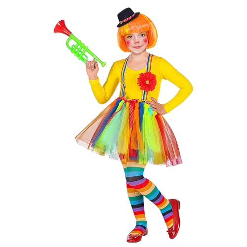 Widmann - Kinderkostüm Clown, Tutu, Hosenträger mit Blumen, Minihut, Karneval, Mottoparty, Zirkus von W WIDMANN