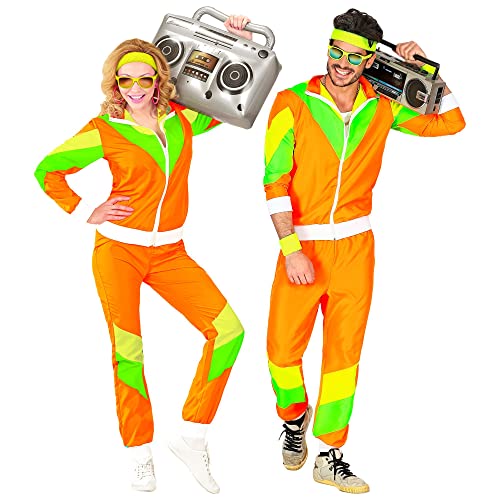 WIDMANN MILANO PARTY FASHION - Kostüm Trainingsanzug, Orange, 80er Jahre Outfit, Jogginganzug, Bad Taste Outfit, Faschingskostüme von W WIDMANN MILANO Party Fashion