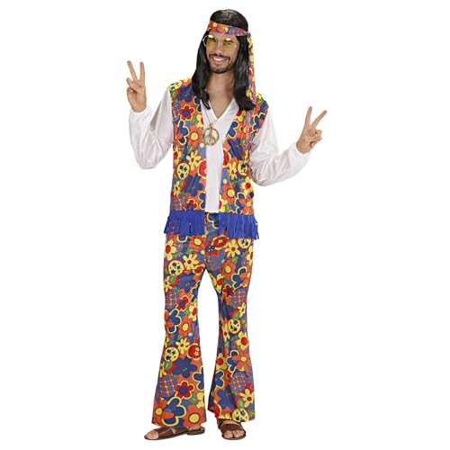 W WIDMANN MILANO Party Fashion - Kostüm Hippie Man, Hemd mit Weste, Hose, Kopftuch, Kette mit Medaillon, Karneval, Mottoparty von W WIDMANN MILANO Party Fashion