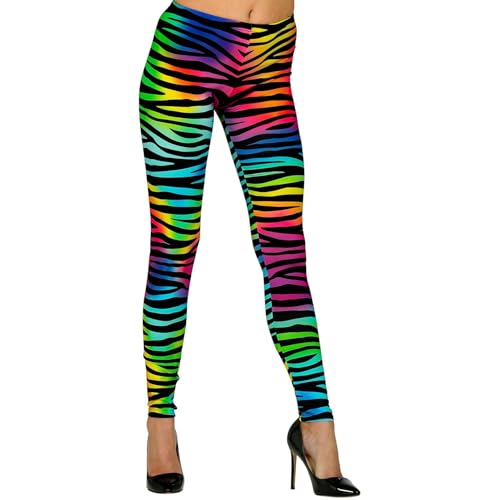 W WIDMANN MILANO Party Fashion - Leggins 80er Jahre, Neon Tigerprint, 80s, Disco Fieber, Bad Taste, Streifenmuster, Mottoparty, Karneval von W WIDMANN MILANO Party Fashion