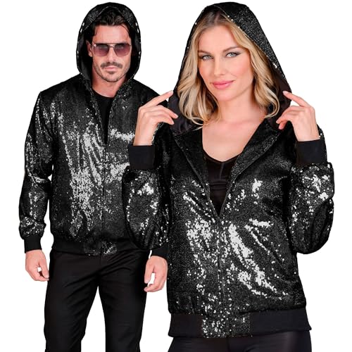 W WIDMANN MILANO Party Fashion - Party Fashion Bomberjacke mit Kapuze, Pailletten Jacke, Party Outfit, Disco von W WIDMANN MILANO Party Fashion