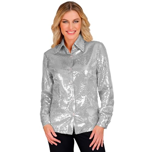 W WIDMANN MILANO Party Fashion - Party Fashion Pailletten Bluse für Damen, Disco Fever, Schlagermove, Damenhemd, Festival, Faschingskostüme von W WIDMANN MILANO Party Fashion