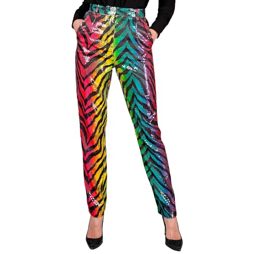 W WIDMANN MILANO Party Fashion - Party Fashion Paillettenhose für Damen, Disco Fever, Schlagermove, Damenhose, Animal Print von W WIDMANN MILANO Party Fashion