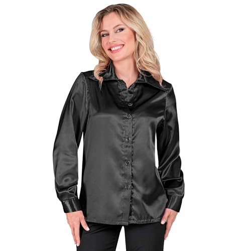 W WIDMANN MILANO Party Fashion - Satin Bluse für Damen, 70er Jahre Disco Fever, Retro Style, Schlagermove, Party Shirt, Damenhemd von W WIDMANN MILANO Party Fashion