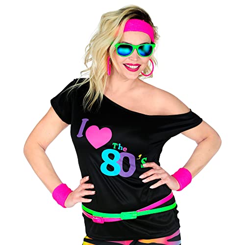 W WIDMANN MILANO Party Fashion - T-Shirt 80er Jahre Mode, ärmelloses Shirt, I love 80s, Disco Fieber, Neon, Mottoparty, Karneval von W WIDMANN MILANO Party Fashion