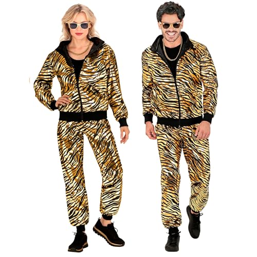 W WIDMANN MILANO Party Fashion - Kostüm Trainingsanzug, Tiermuster Tiger, goldmetallic, Animal Print, 80er Jahre Outfit, Jogginganzug, Bad Taste Outfit, Faschingskostüme von W WIDMANN MILANO Party Fashion