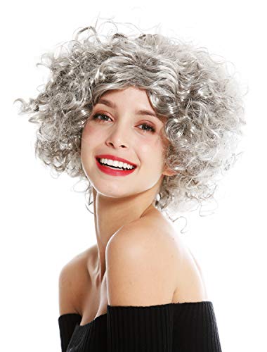 WIG ME UP - 1352-ZA68R Perücke Damen Karneval Halloween ältere Dame Diva kurz lockig Mittelscheitel Grau von WIG ME UP