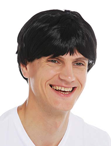 WIG ME UP - 2232-ZA103 Perücke Karneval Halloween Herren kurz glatt schwarz von WIG ME UP