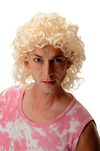 WIG ME UP - 3751-P88 Perücke Damen Herren Karneval Fasching Locken Hellblond Blond schulterlang Proll Adonis Schlagerstar von WIG ME UP