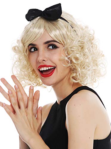 WIG ME UP - 61905-FR87A Niedliche Perücke Karneval Damen Blond Locken lockig Haarreif schwarz mit Schlaufe cute 50er 60er Look von WIG ME UP