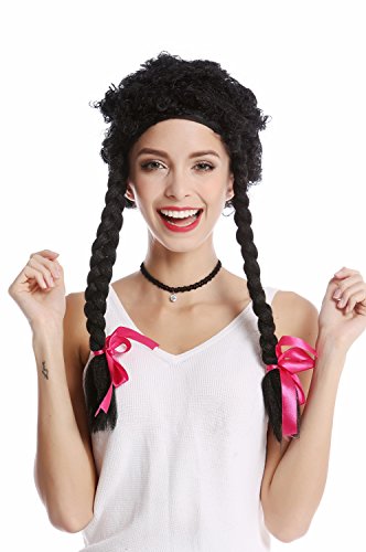 WIG ME UP - 785-38-ZA103 Perücke Damen Karneval Halloween Krause Locken schwarz Lange geflochtene Zöpfe Wilder Afro Karibik Style von WIG ME UP