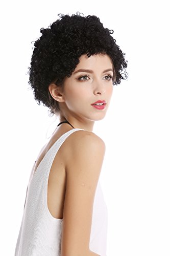 WIG ME UP - 90646-K01 Perücke Damen Herren Karneval Halloween kurz kraus Afro Locken schwarz von WIG ME UP