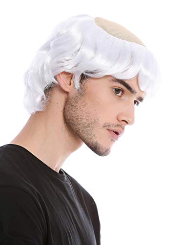 WIG ME UP - 90776-ZA62 Perücke Herren Fasching Karneval Halloween Alter Mönch Tonsur Halbglatze alt weiß ABT Mittelalter von WIG ME UP