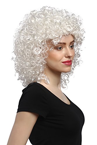 WIG ME UP - 90828-ZA62 Perücke Damen Herren Karneval Fasching Renaissance oder Christkind Engel 80er Tanzfilm weiß Krause Locken von WIG ME UP