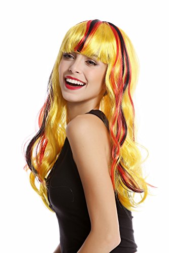 WIG ME UP - 90923 Perücke Damen Fanperücke Deutschland Germany Schwarz Rot Gold lang wellig WM EM von WIG ME UP