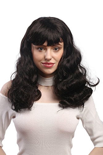 WIG ME UP - 90942-ZA1 Perücke Damen Karneval Halloween Pony Braun Wellig Lang Burlesque Pin-Up 50er von WIG ME UP