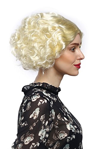 WIG ME UP - 90944-ZA615 Perücke Damen Fasching Karneval Blond Hellblond kurz 20er 30er Swing Charleston Scheitel lockig Burlesque von WIG ME UP