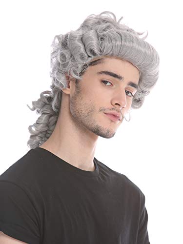 WIG ME UP - 91019-ZA68E Perücke Herren Damen Karneval Halloween Barock Renaissance Grau Zöpfe Edelmann Adliger Lord von WIG ME UP