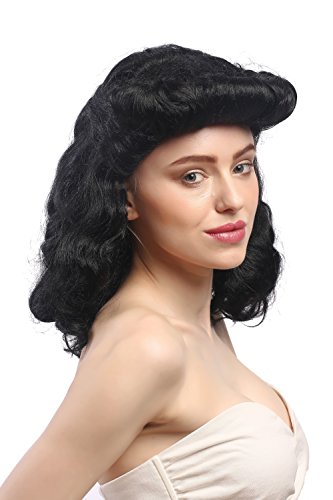 WIG ME UP - 91020-ZA103 Perücke Damen Karneval Fasching Schwarz Tolle Südstaaten Rockabilly Southern Belle 50er von WIG ME UP