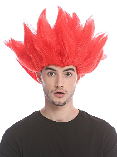 WIG ME UP - 91062-PC13 Perücke Damen Herren Karneval Halloween Cosplay Blume Tulpe Dämon Feuer Teufel rot hochtoupiert von WIG ME UP