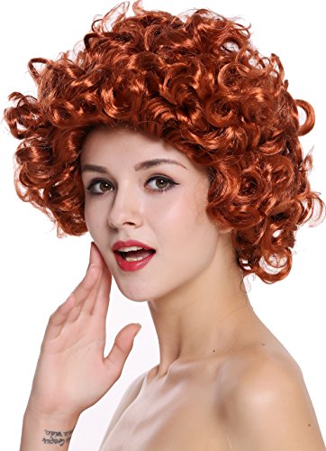 WIG ME UP - 91074-ZA131 Perücke Damen Karneval Fasching Mittellang Stark Gelockt Locken Lockig Rot 80er von WIG ME UP