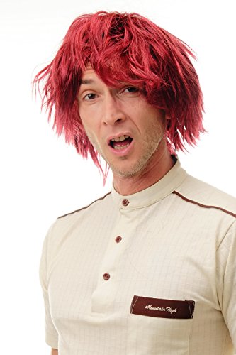 WIG ME UP - 91081-ZA103-ZA13-ZA13A Perücke Damen Herren Karneval Fasching Struppig Wild Kurz Depp Mittelalter Hipster Rot-Schwarz-Mix von WIG ME UP