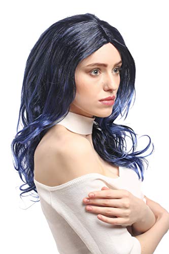 WIG ME UP - 91275-ZA103TZAU1 Perücke Damen Karneval Halloween Schwarz Blau Blauviolett gesträhnt wellig gestuft Mittelscheitel 50 cm von WIG ME UP