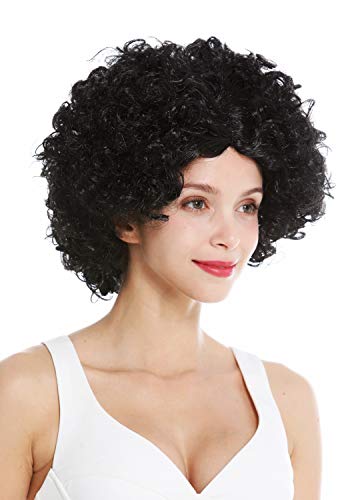 WIG ME UP - DH1101-ZA103 Perücke Damen Karneval Fasching Funky 60er 70er Funk Afro Locken Mittelscheitel Schwarz von WIG ME UP