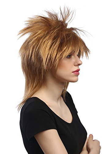 WIG ME UP - DH1190-K27 Perücke Damen Herren Halloween Karneval auftoupiert Wave Punk 80er Hardrock Pixie Blond von WIG ME UP