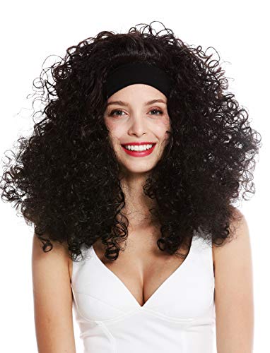 WIG ME UP - LM-153-ZA1 Perücke Damen Karneval Stirnband lang gelockt lockig voluminös Latina braun von WIG ME UP