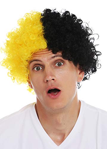 WIG ME UP - MMAM-15M Perücke Karneval Afro Fan-Perücke Fußball Schwarz Gelb Hälften geteilt von WIG ME UP