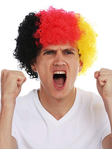 WIG ME UP - MMAM-15M Perücke Karneval Afro Fan-Perücke Fußball WM Deutschland Schwarz Rot Gold von WIG ME UP